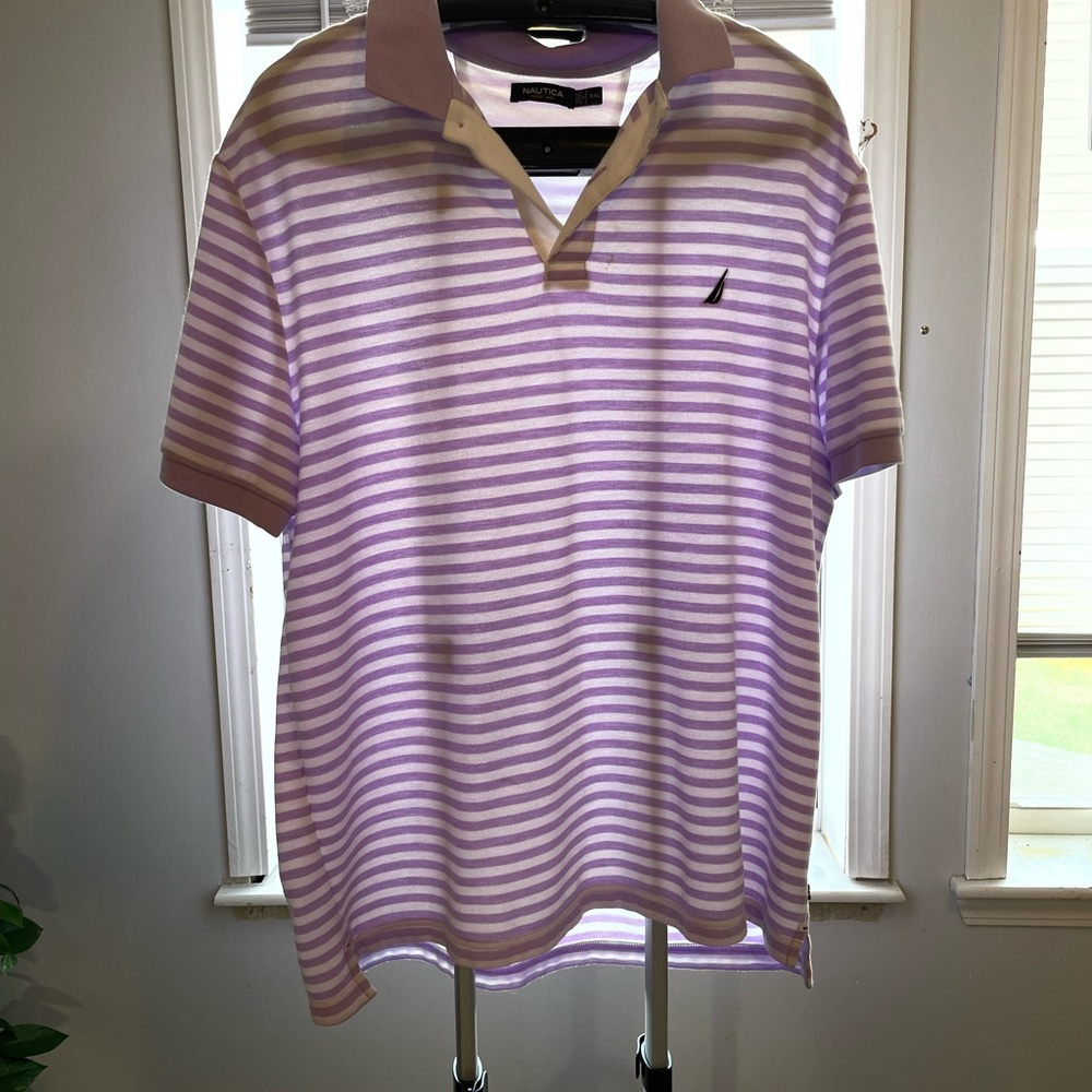 Nautica Men’s XXL Lavender and White Polo